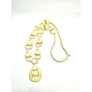Vintage Carved African Safari Necklace